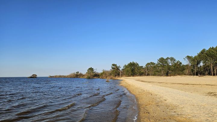 Plage de sable au bord du lac